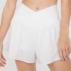 Aerie White Athletic Shorts High-Waisted Relaxed Fit